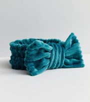 New Look Teal Faux Fur Bow Beauty Band